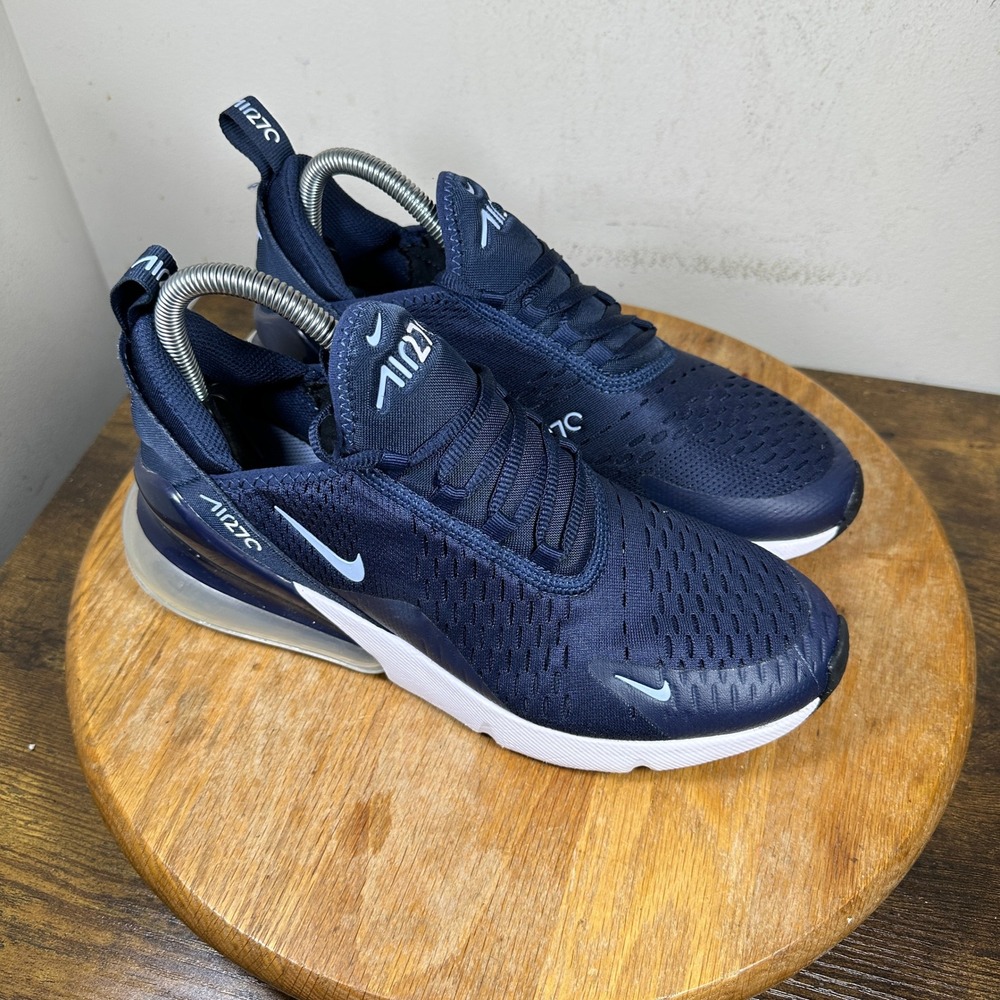 Nike Air Max 270 Midnight Navy White Sneakers 943345-407 Womens 8.5 / Kids 7Y
